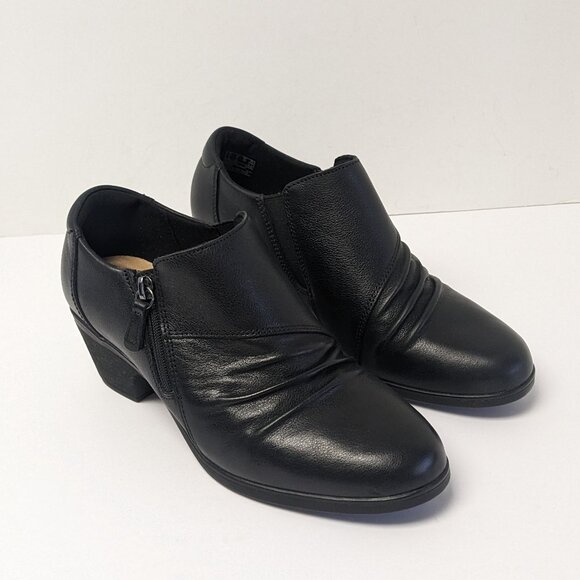 Clarks Emily Reyna Booties, Black Leather, Women's 8 - Picture 1 of 7